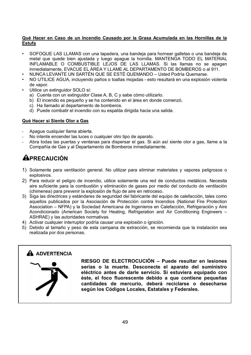 Precaución | Kobe Range Hoods IS2336SQ User Manual | Page 51 / 72