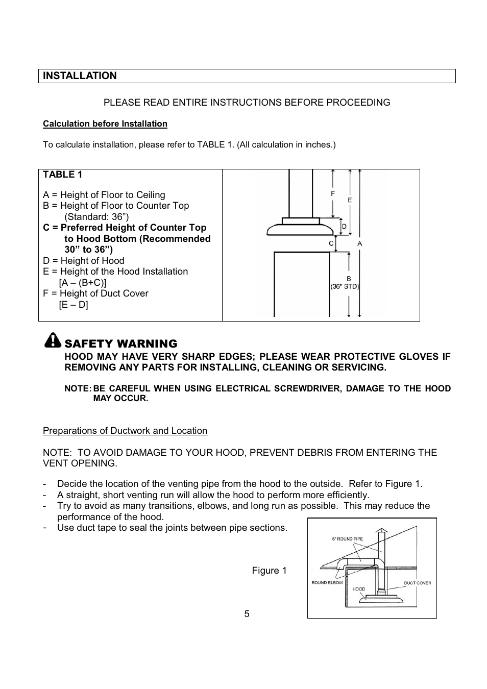 Safety warning | Kobe Range Hoods IS2336SQ User Manual | Page 7 / 72