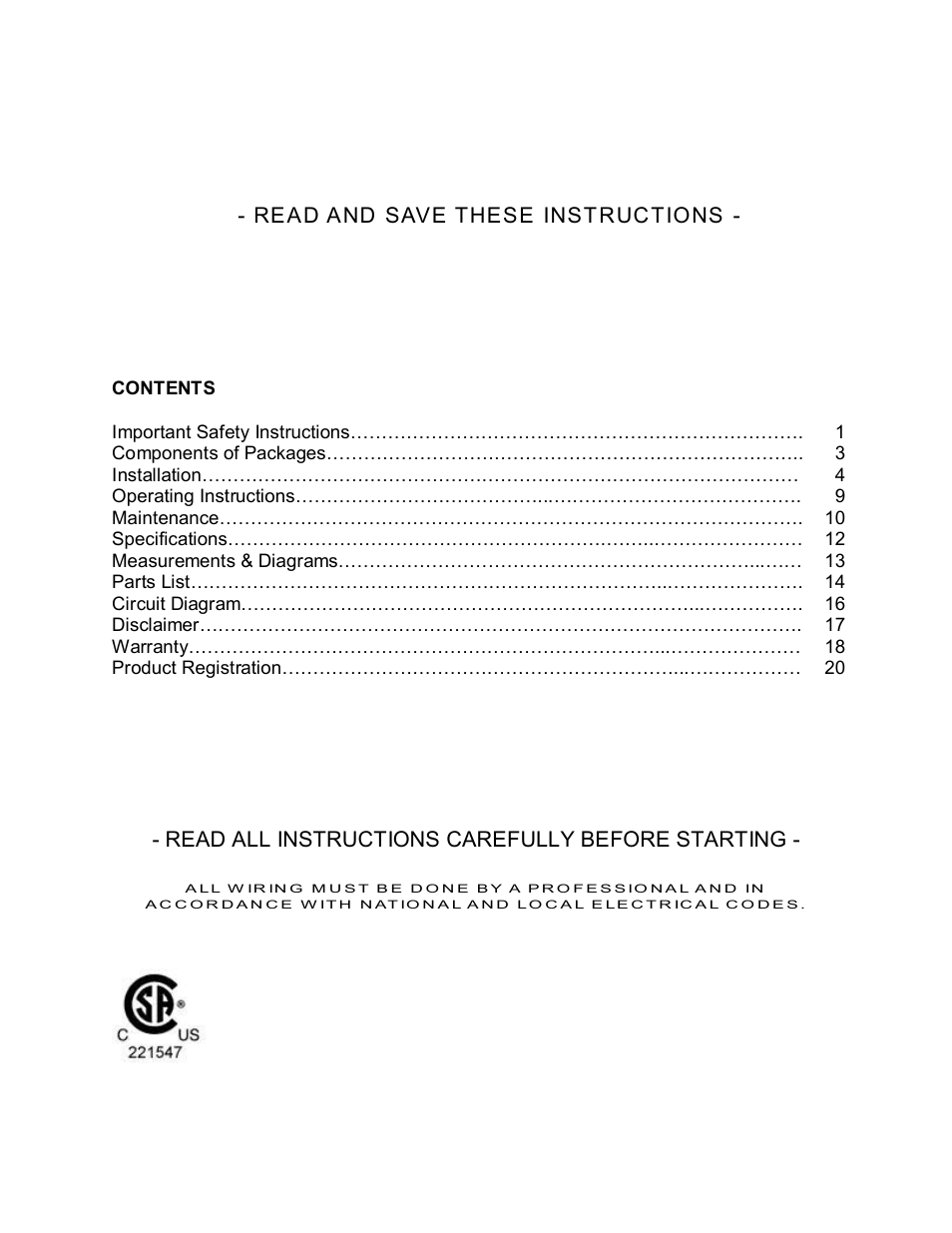 Kobe Range Hoods RA9236S User Manual | Page 2 / 22