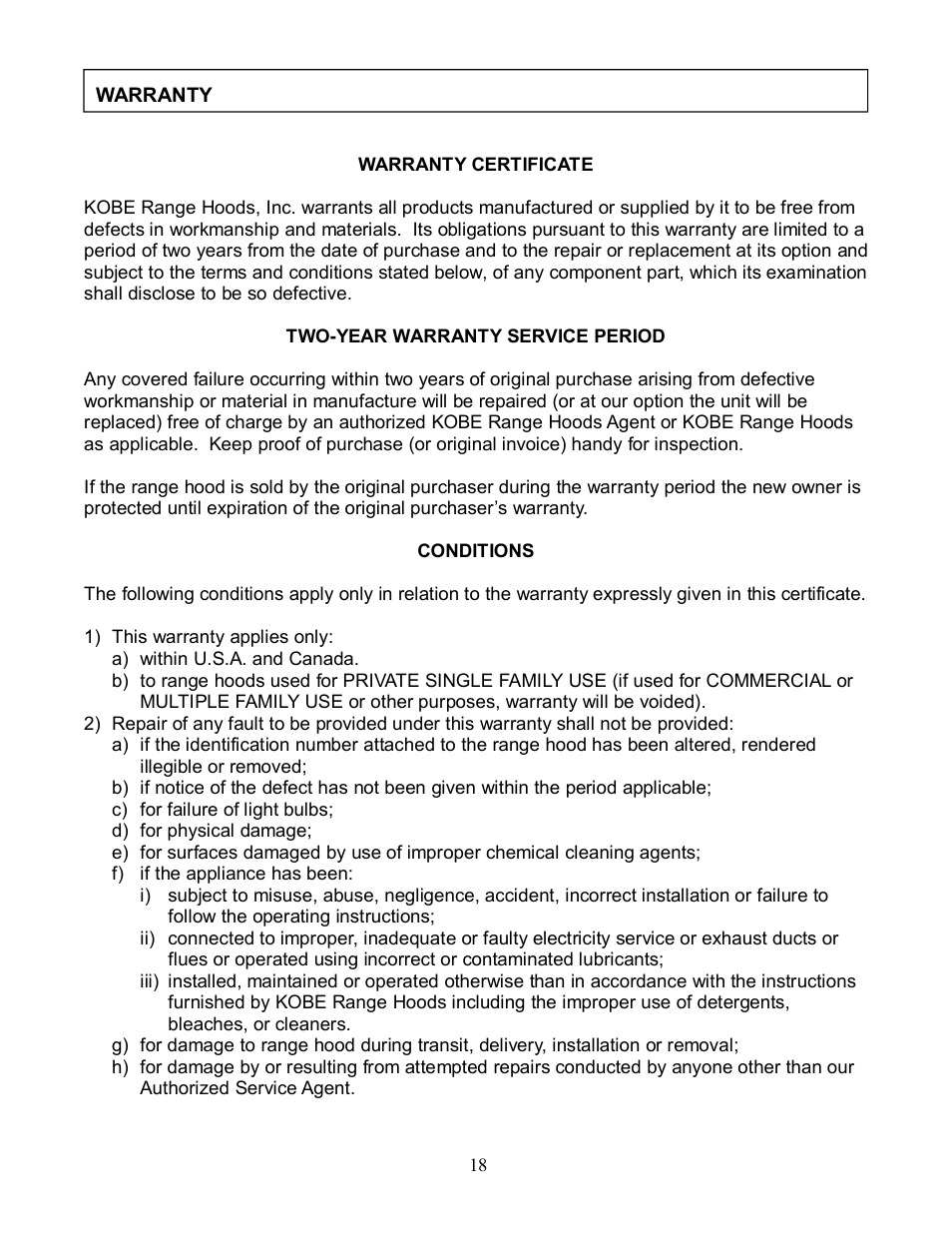 Kobe Range Hoods RA9236S User Manual | Page 20 / 22
