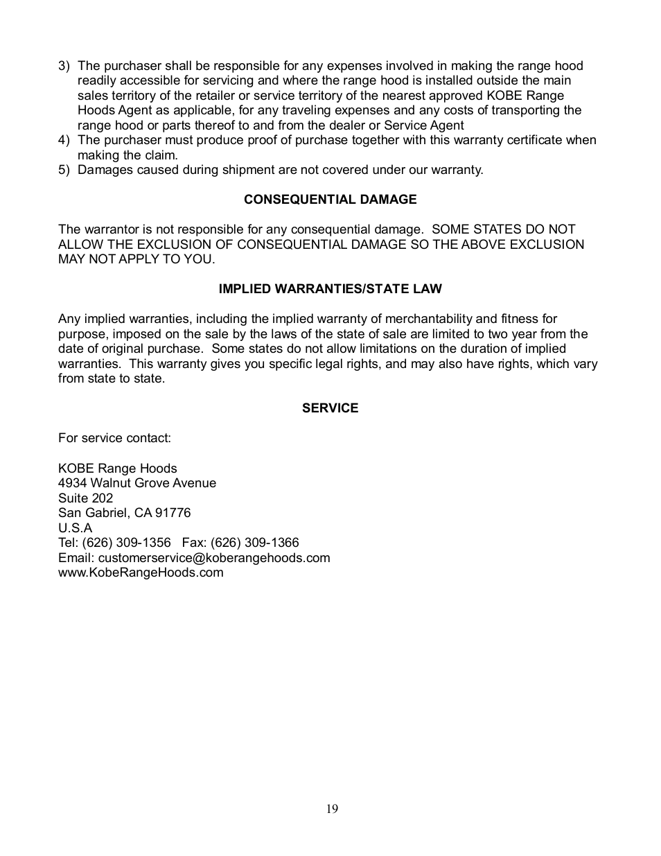 Kobe Range Hoods RA9236S User Manual | Page 21 / 22