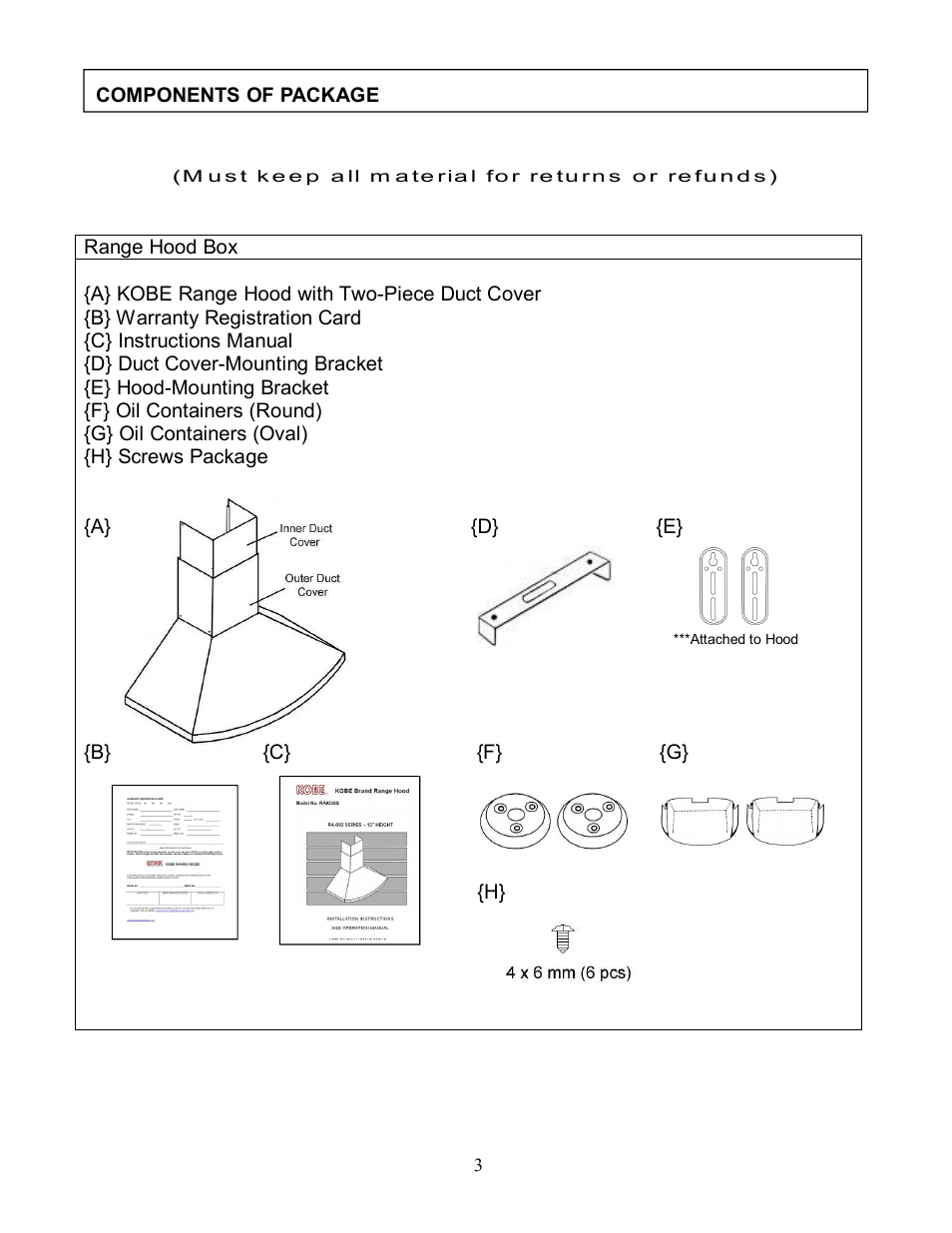 Kobe Range Hoods RA9236S User Manual | Page 5 / 22