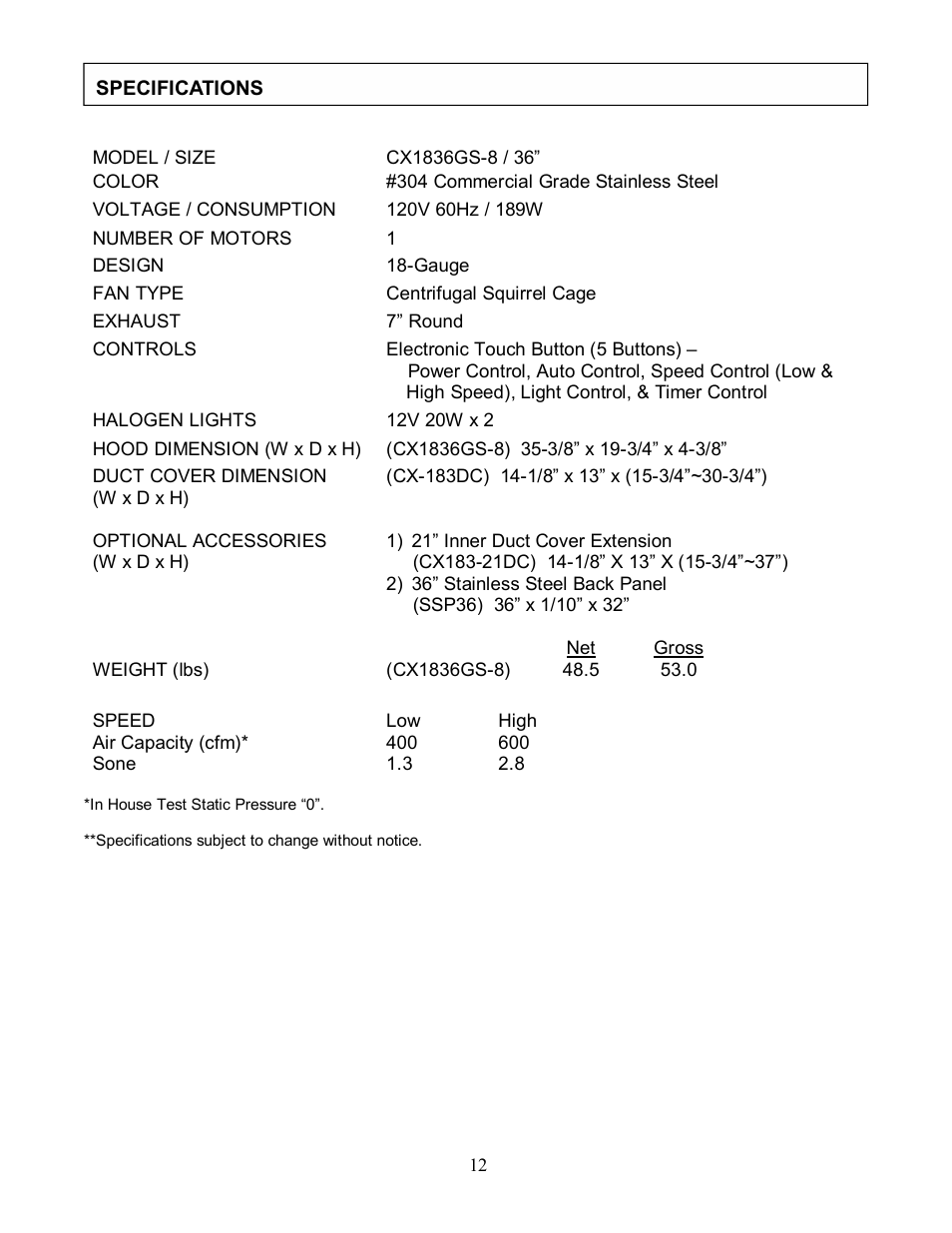 Kobe Range Hoods CX-183 User Manual | Page 14 / 22
