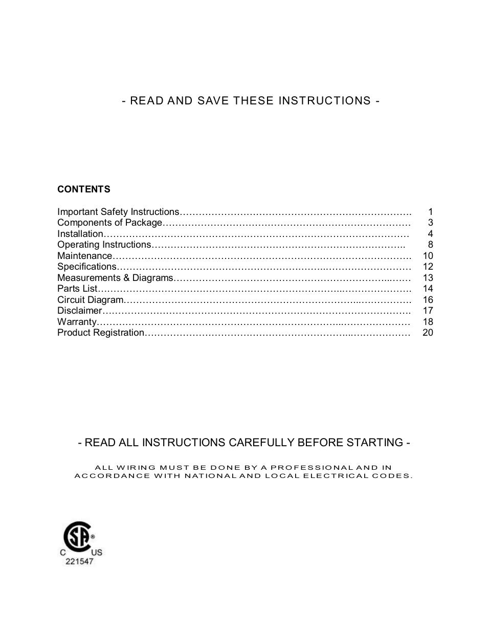 Kobe Range Hoods CX-183 User Manual | Page 2 / 22