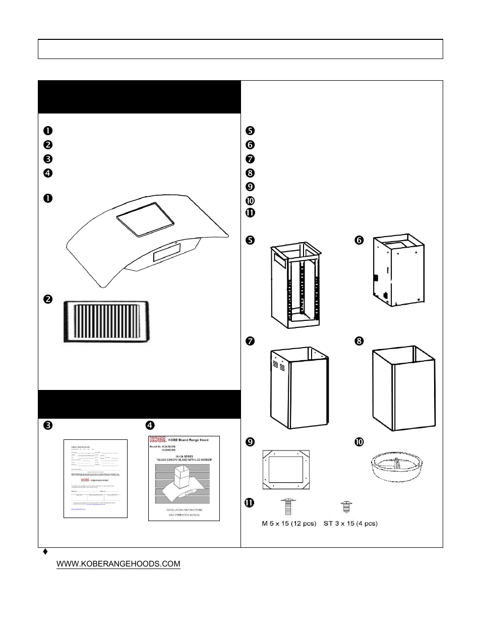 Kobe Range Hoods IS2436GSB User Manual | Page 5 / 24
