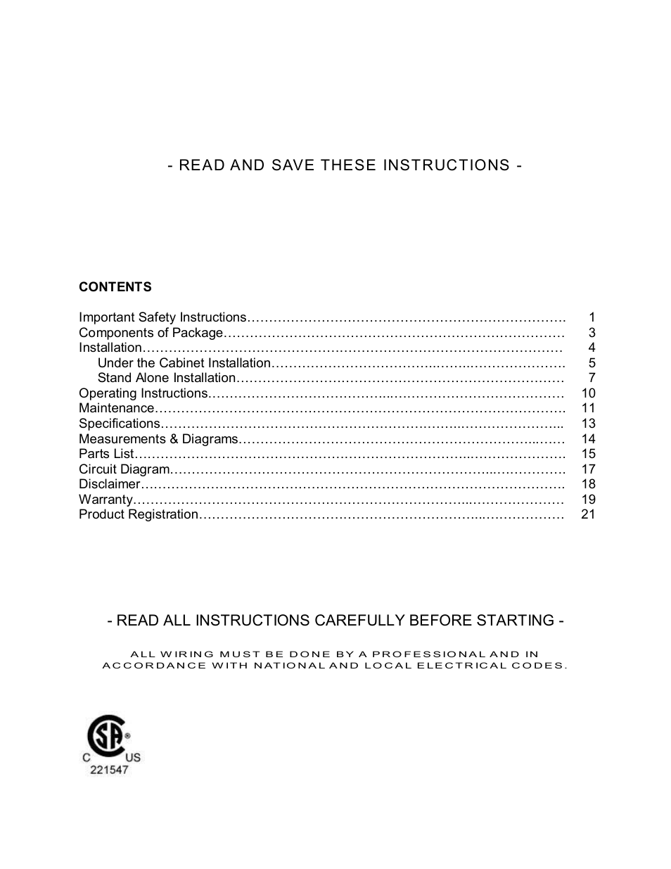 Kobe Range Hoods RA3830SQD User Manual | Page 2 / 23