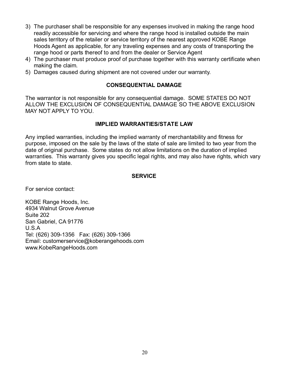 Kobe Range Hoods RA3830SQD User Manual | Page 22 / 23