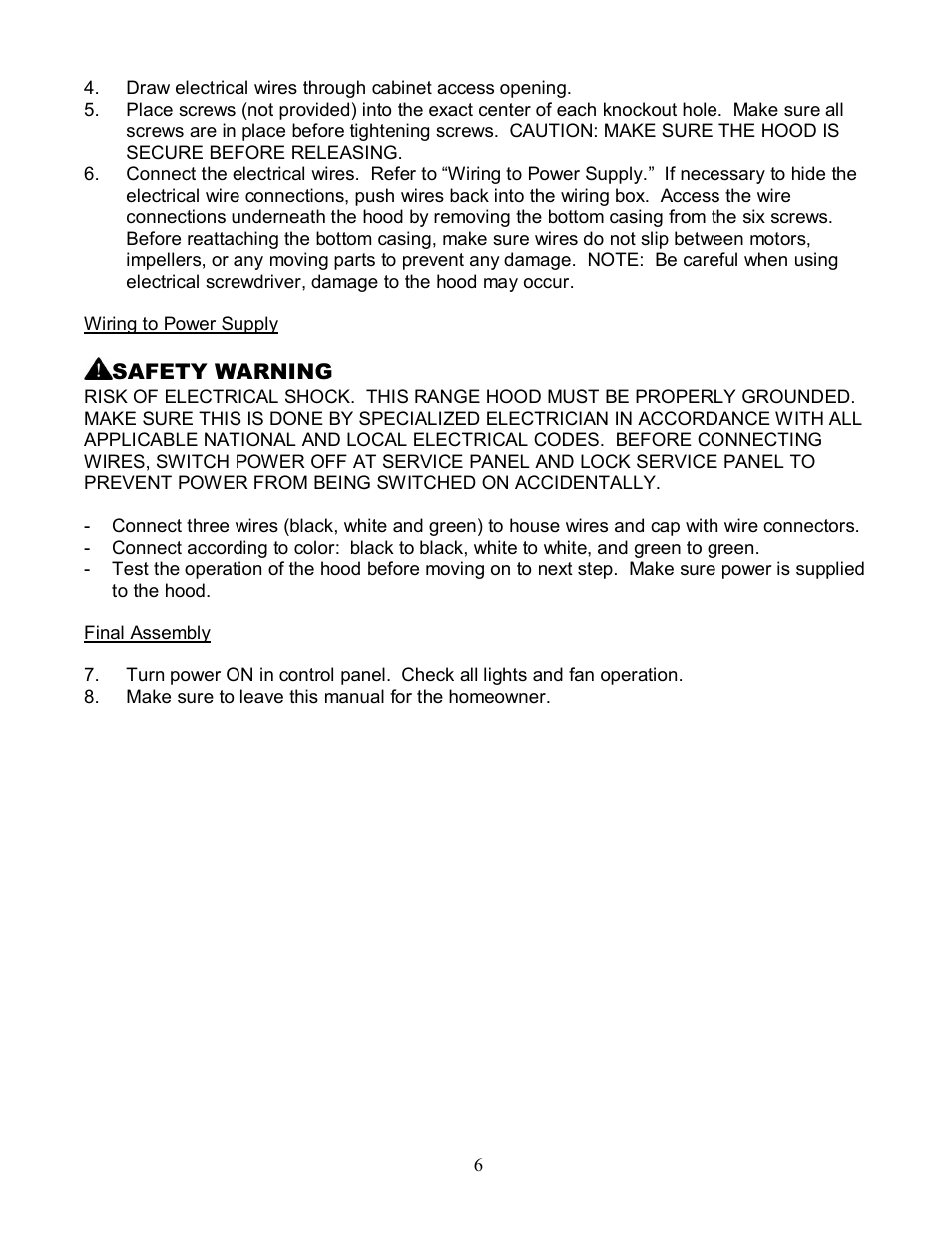 Kobe Range Hoods RA3830SQD User Manual | Page 8 / 23