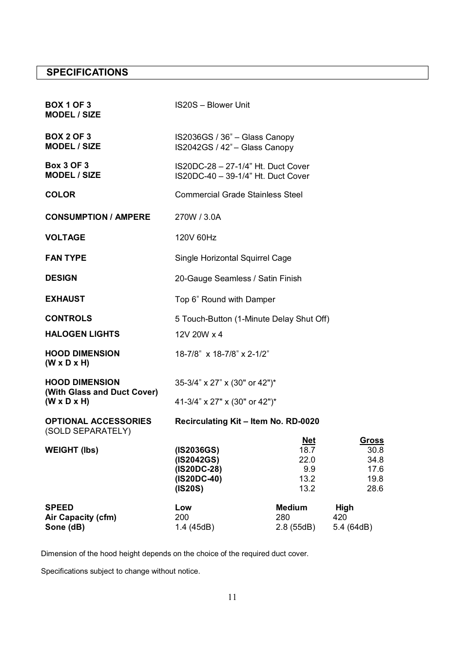 Kobe Range Hoods IS2036GS User Manual | Page 13 / 72