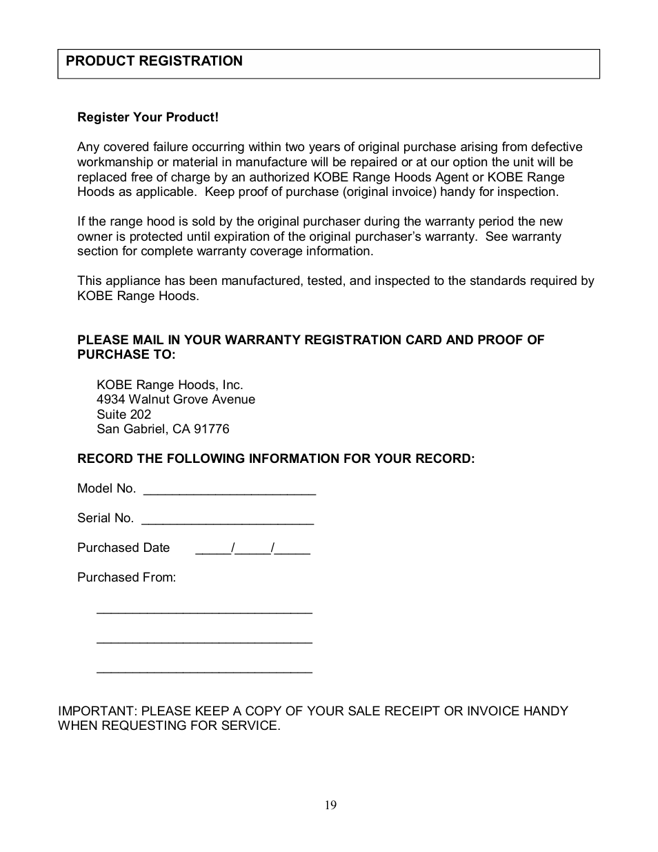 Kobe Range Hoods CX1836GS User Manual | Page 21 / 21