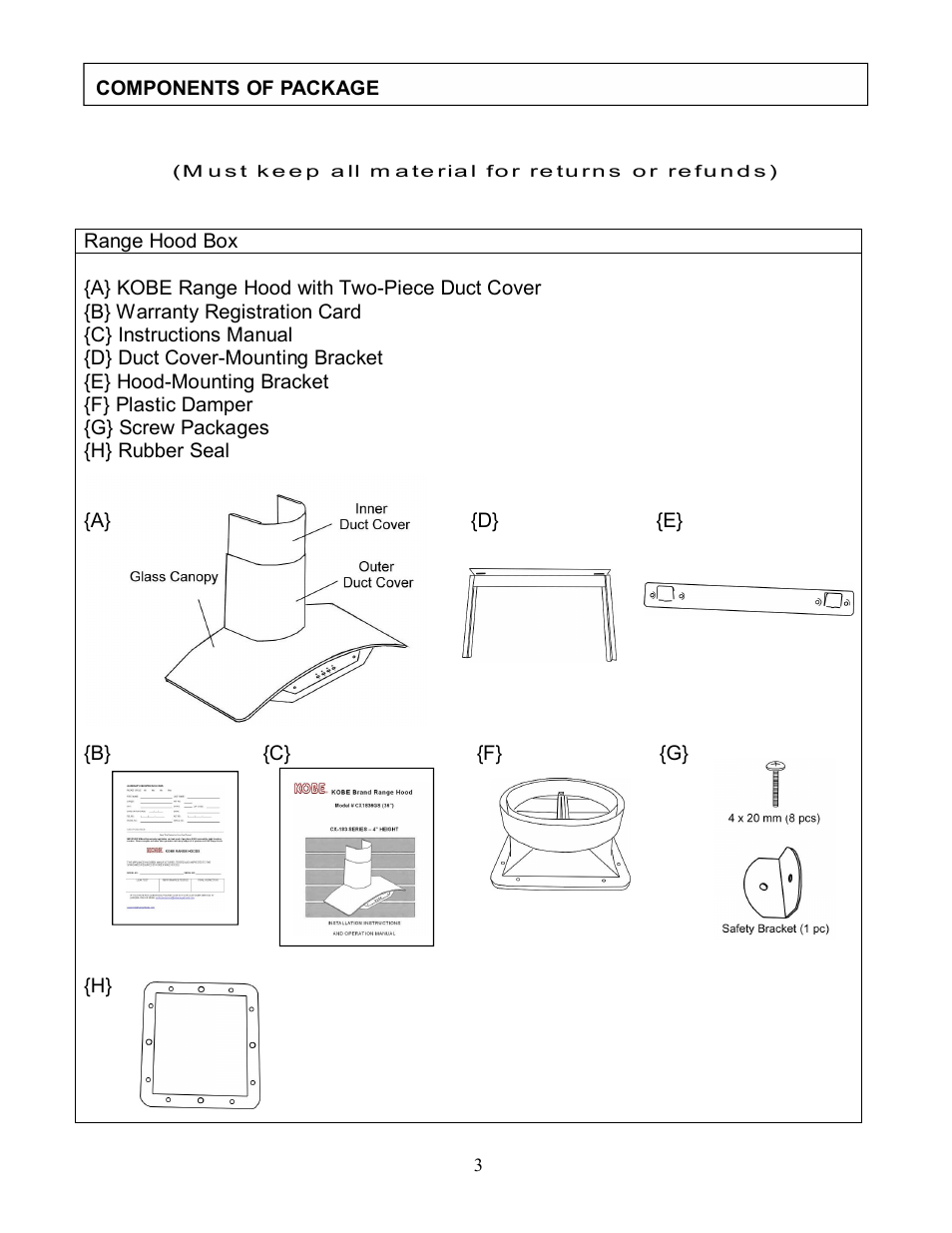 Kobe Range Hoods CX1836GS User Manual | Page 5 / 21