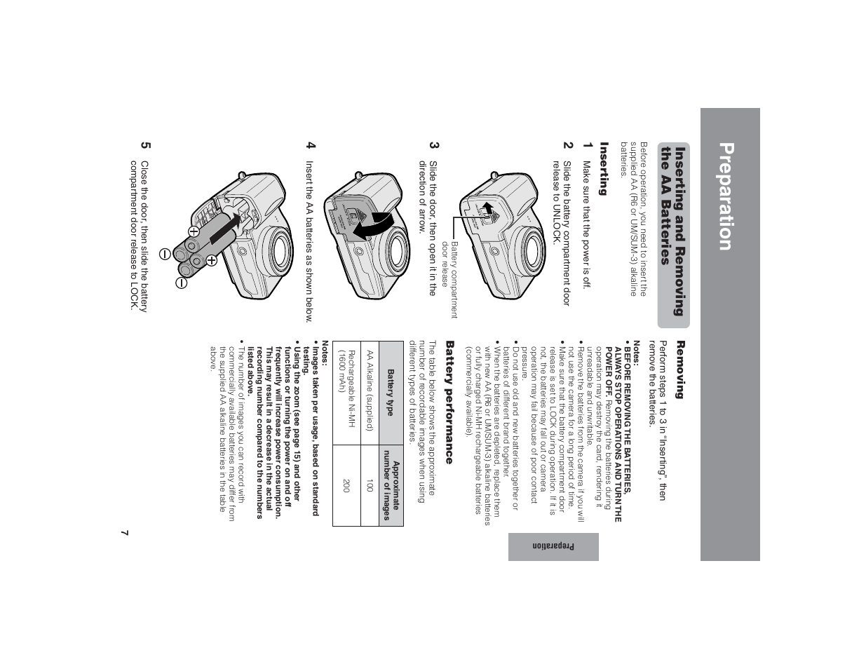 Preparation, Inser ting and removing the aa batteries | Kitchen Star VE-CG40U User Manual | Page 17 / 83