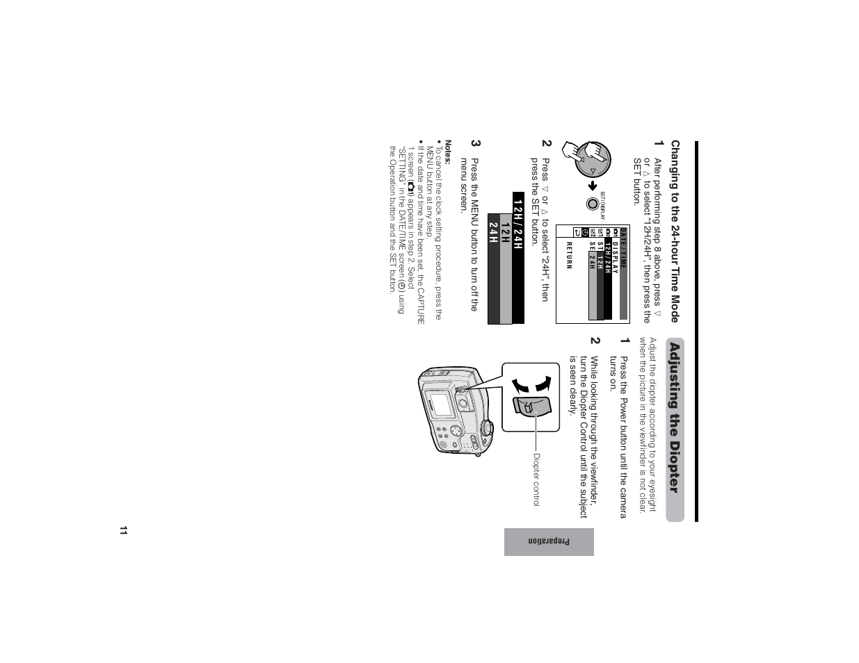 Adjusting the diopter | Kitchen Star VE-CG40U User Manual | Page 21 / 83