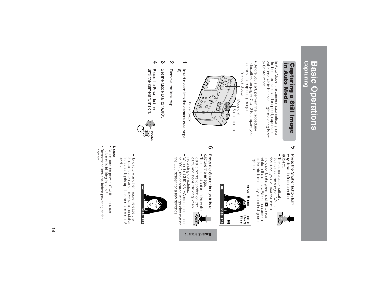 Basic operations, Capturing capturing a still image in auto mode | Kitchen Star VE-CG40U User Manual | Page 23 / 83