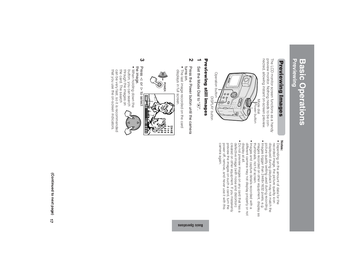 Basic operations, Pre vie wing pr eviewing images | Kitchen Star VE-CG40U User Manual | Page 27 / 83