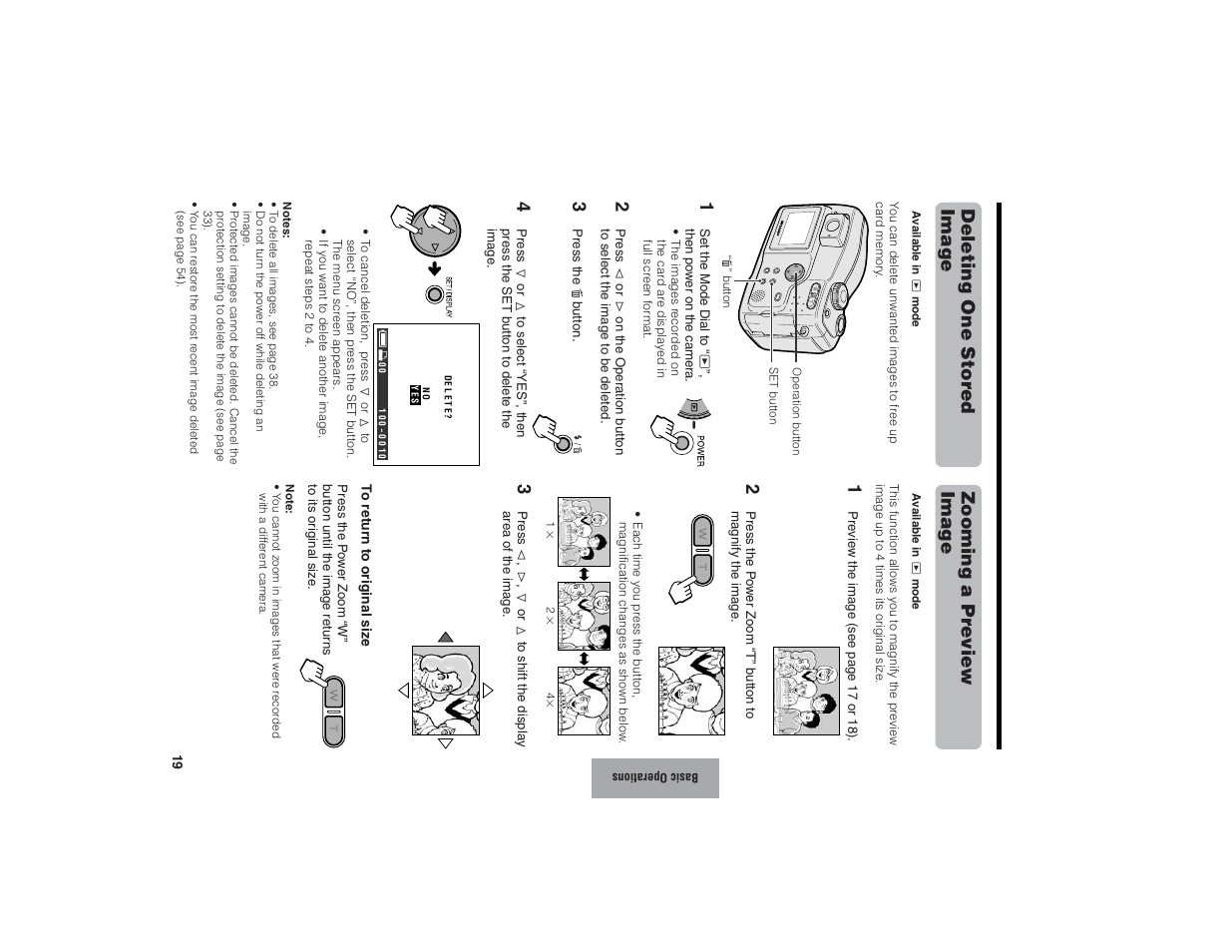 Deleting one stor ed image, Zooming a pr eview image | Kitchen Star VE-CG40U User Manual | Page 29 / 83