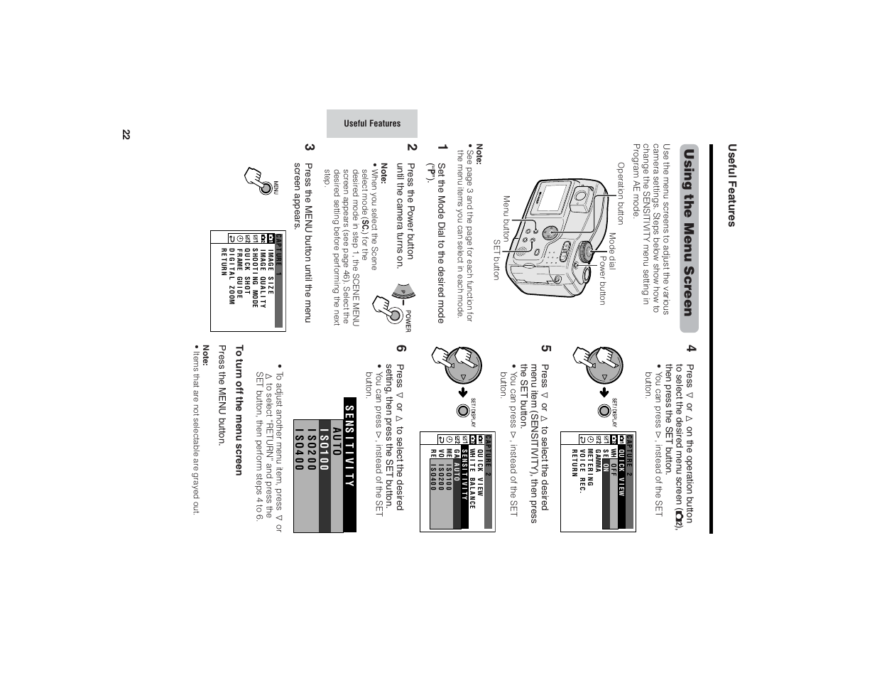 Using the menu scr een, Useful features | Kitchen Star VE-CG40U User Manual | Page 32 / 83