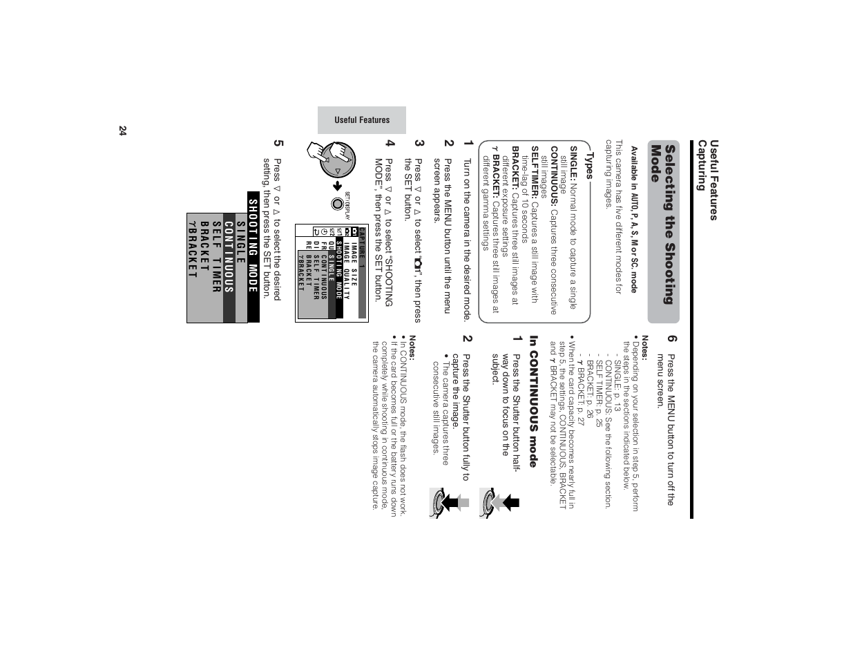 Selecting the shooting mode | Kitchen Star VE-CG40U User Manual | Page 34 / 83