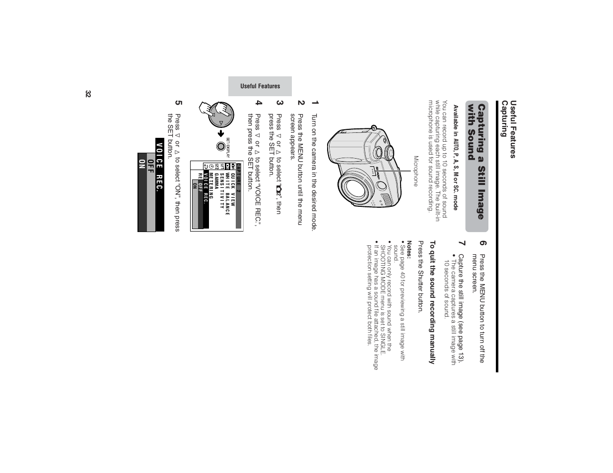 Capturing a still image with sound | Kitchen Star VE-CG40U User Manual | Page 42 / 83