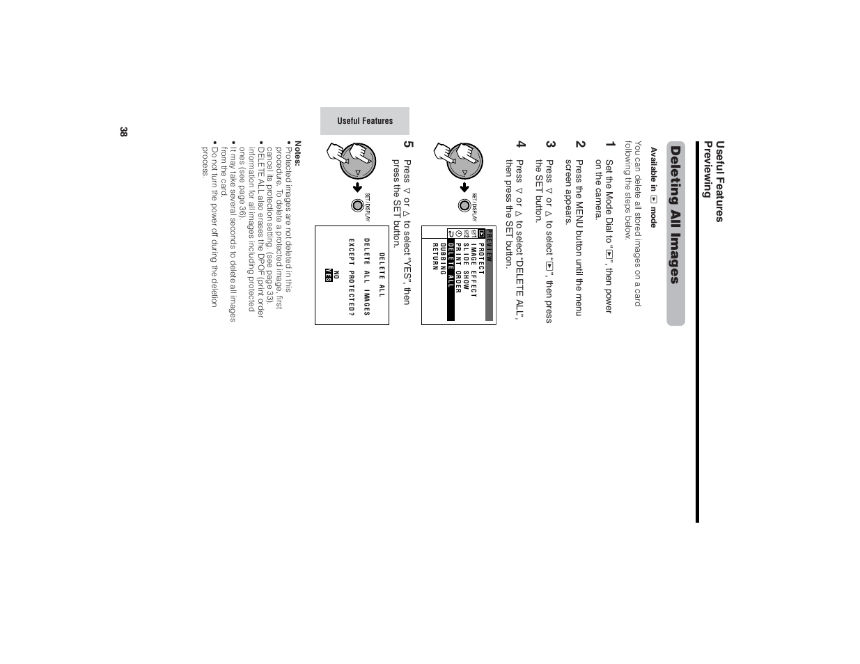 Deleting all images, Useful features pre vie wing | Kitchen Star VE-CG40U User Manual | Page 48 / 83