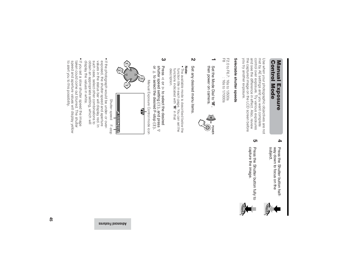 Manual exposur e contr ol mode | Kitchen Star VE-CG40U User Manual | Page 55 / 83