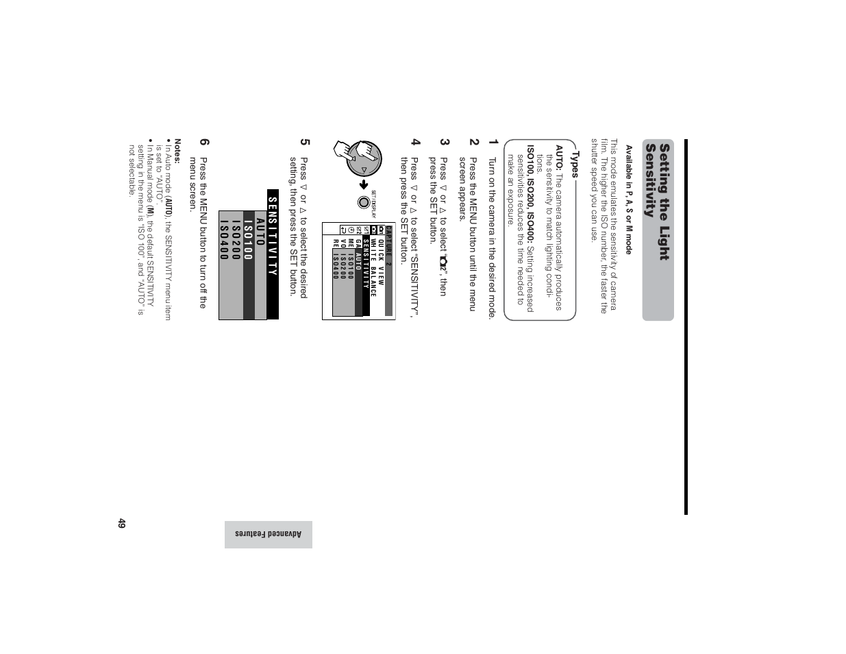 Setting the light sensitivity | Kitchen Star VE-CG40U User Manual | Page 59 / 83