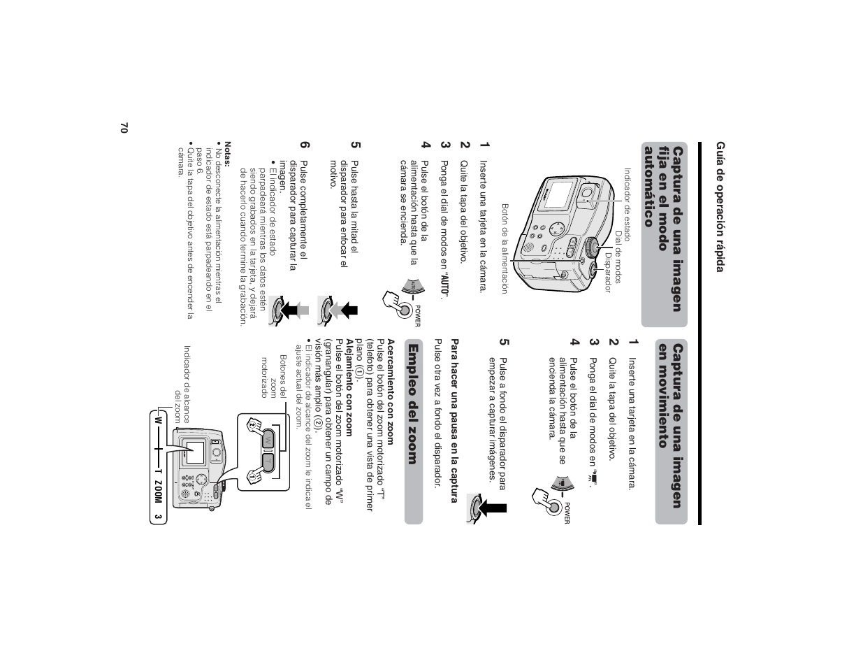 Captura de una imagen fija en el modo automático 1, Captura de una imagen en movimiento 1, Empleo del zoom | Kitchen Star VE-CG40U User Manual | Page 80 / 83