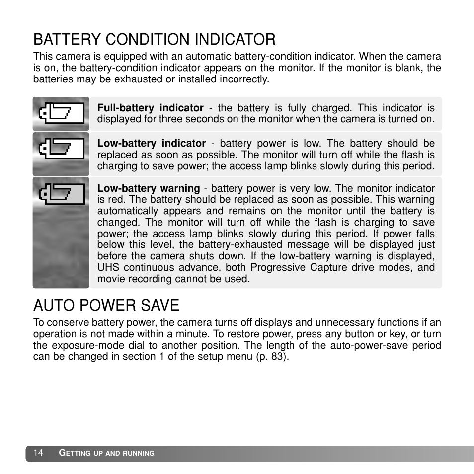Battery condition indicator, Auto power save | Konka Group Z1 User Manual | Page 14 / 58