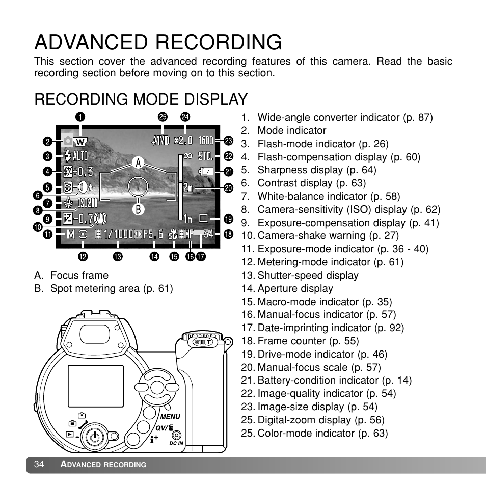 Advanced recording, Recording mode display | Konka Group Z1 User Manual | Page 34 / 58