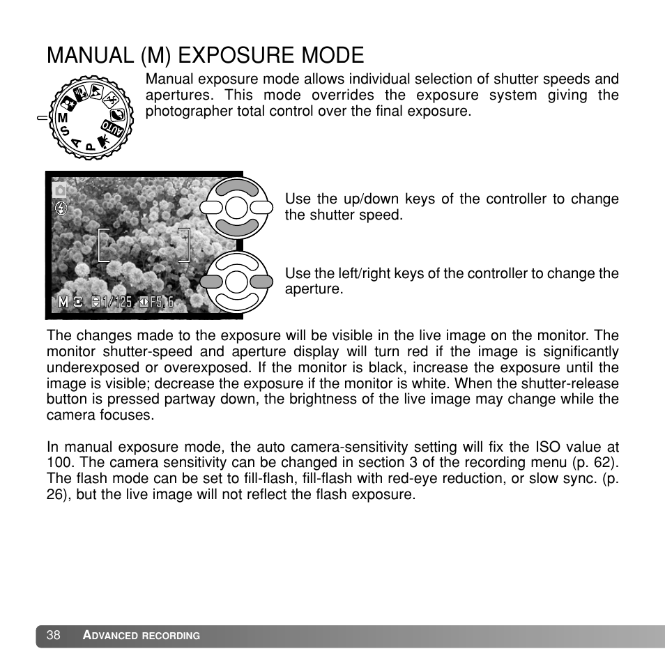 Manual (m) exposure mode | Konka Group Z1 User Manual | Page 38 / 58