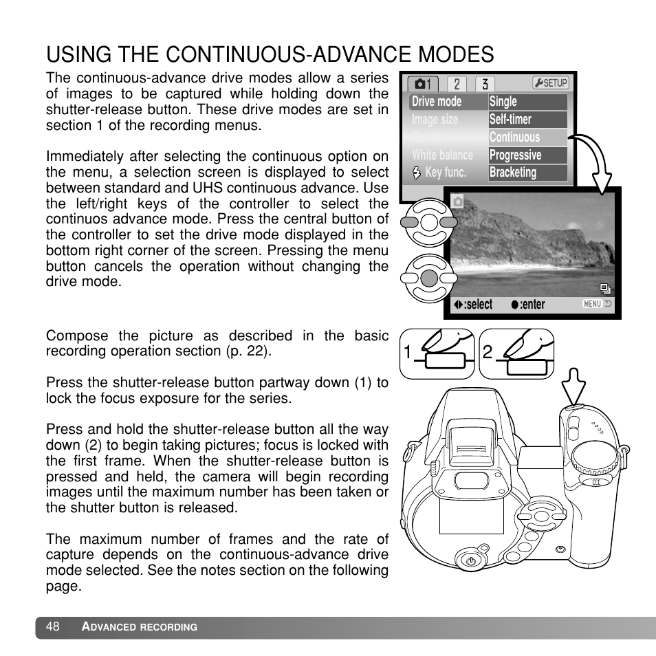 Using the continuous-advance modes | Konka Group Z1 User Manual | Page 48 / 58