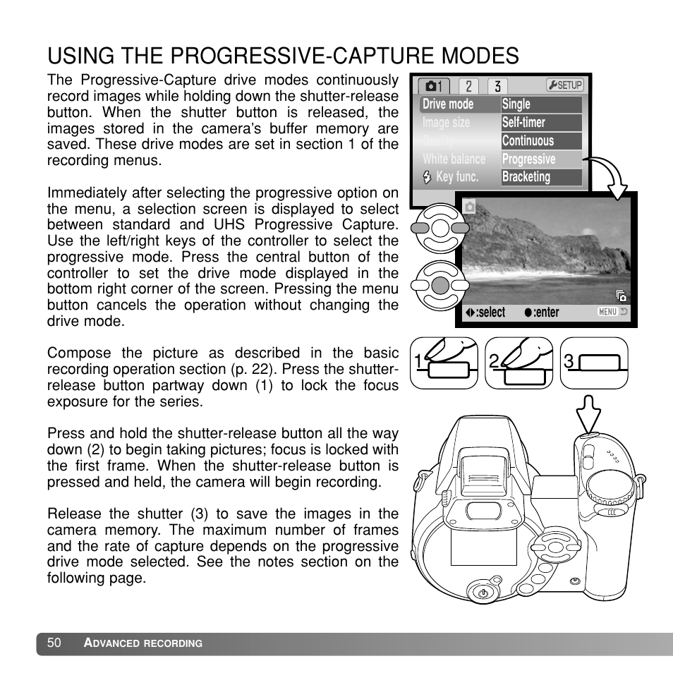 Using the progressive-capture modes | Konka Group Z1 User Manual | Page 50 / 58