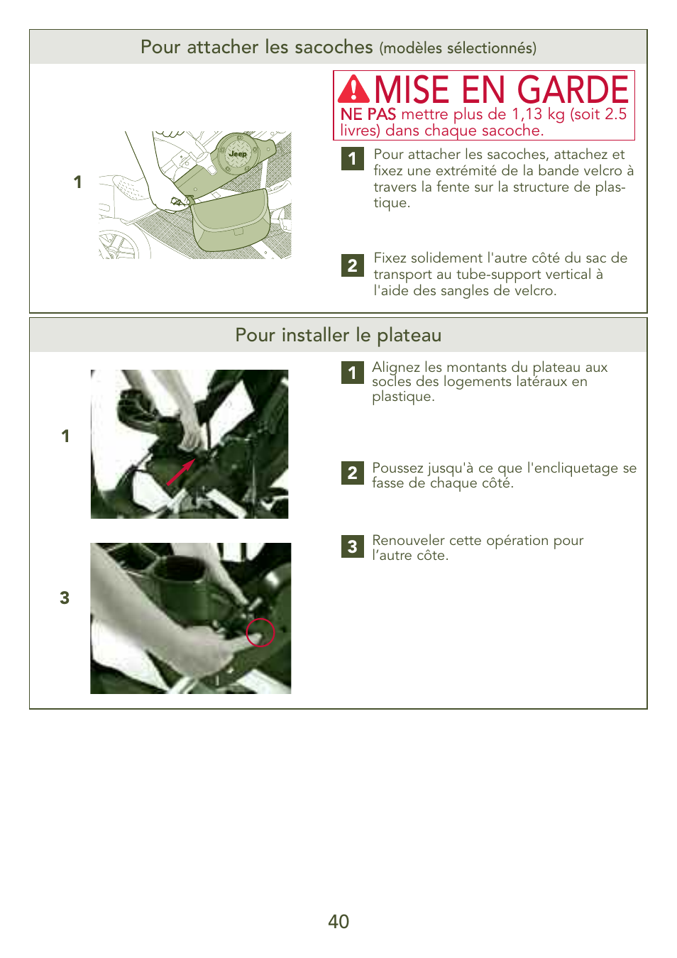 Mise en garde | Kolcraft S77-T-R3 User Manual | Page 40 / 51