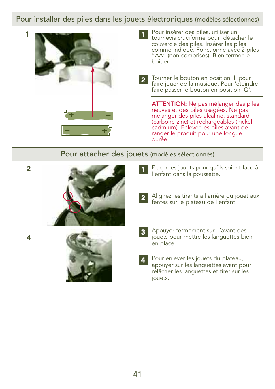 Pour attacher des jouets | Kolcraft S77-T-R3 User Manual | Page 41 / 51