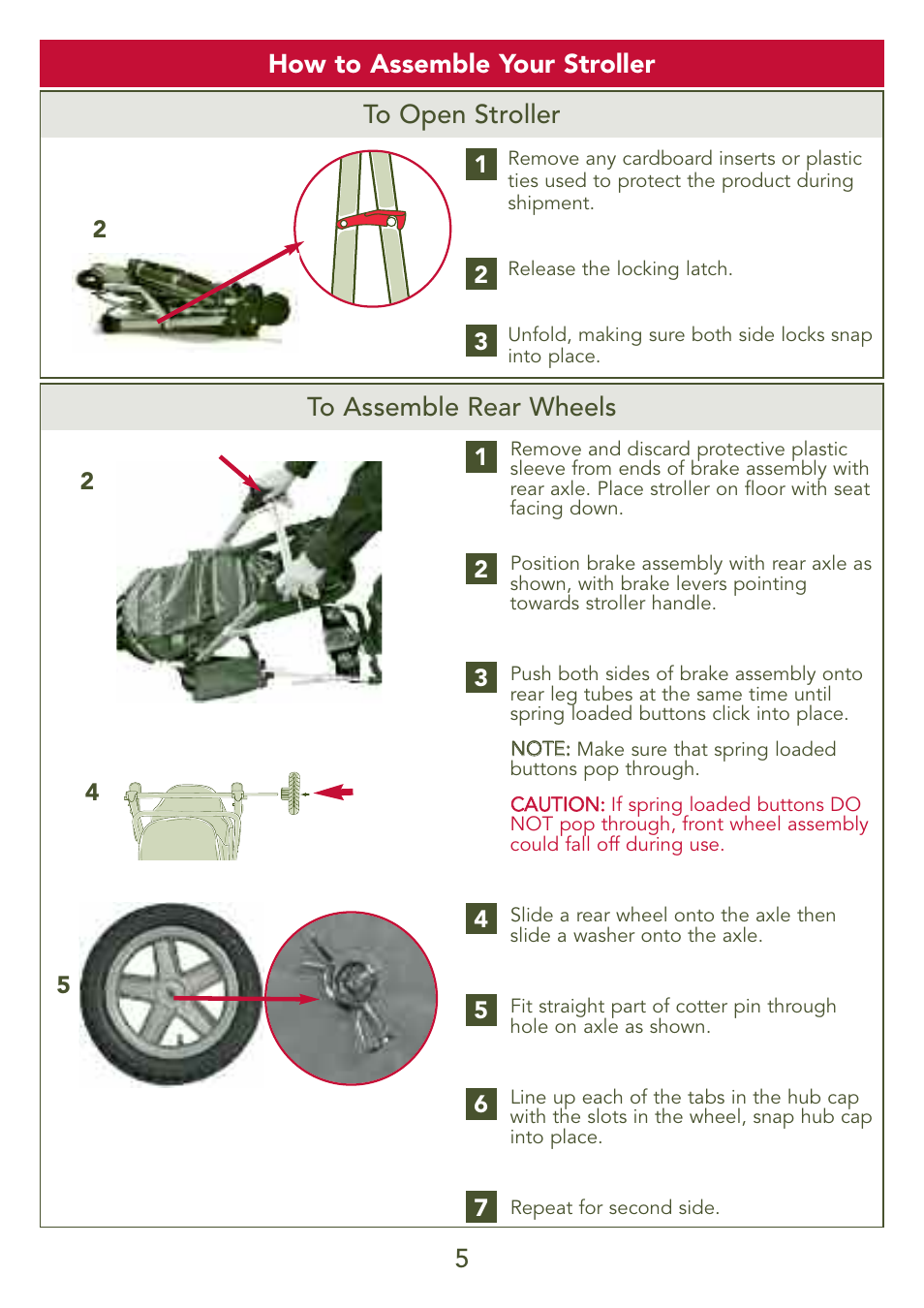 5how to assemble your stroller to open stroller | Kolcraft S77-T-R3 User Manual | Page 5 / 51