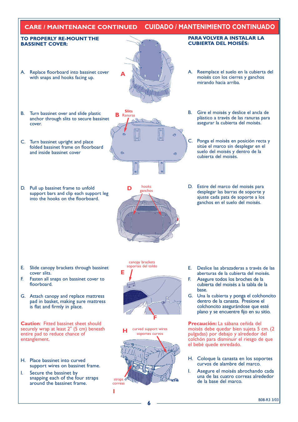 Cuidado / mantenimiento continuado | Kolcraft DELUXE B08-R3 User Manual | Page 6 / 7