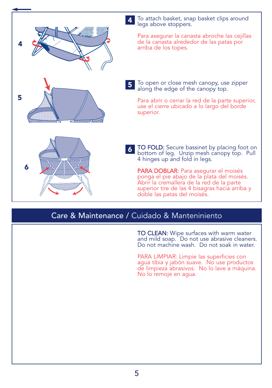 Care & maintenance / cuidado & manteniniento | Kolcraft B14-R4 User Manual | Page 5 / 10