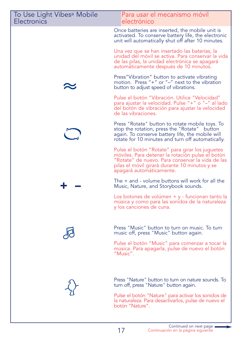 17 to use light vibes | Kolcraft CUDDLE 'N CARE B26-R2 User Manual | Page 17 / 24