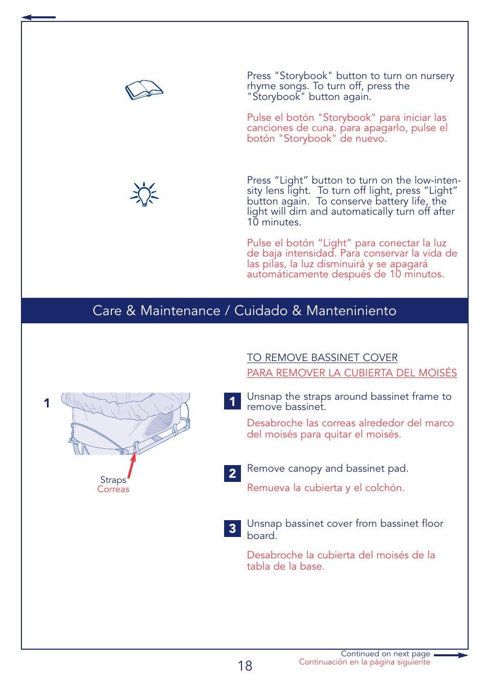 Care & maintenance / cuidado & manteniniento | Kolcraft CUDDLE 'N CARE B26-R2 User Manual | Page 18 / 24