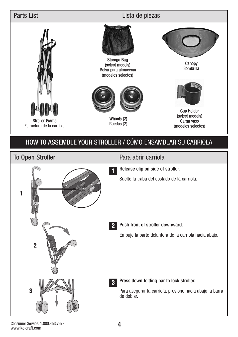 Parts list lista de piezas | Kolcraft S59-R3 User Manual | Page 4 / 12