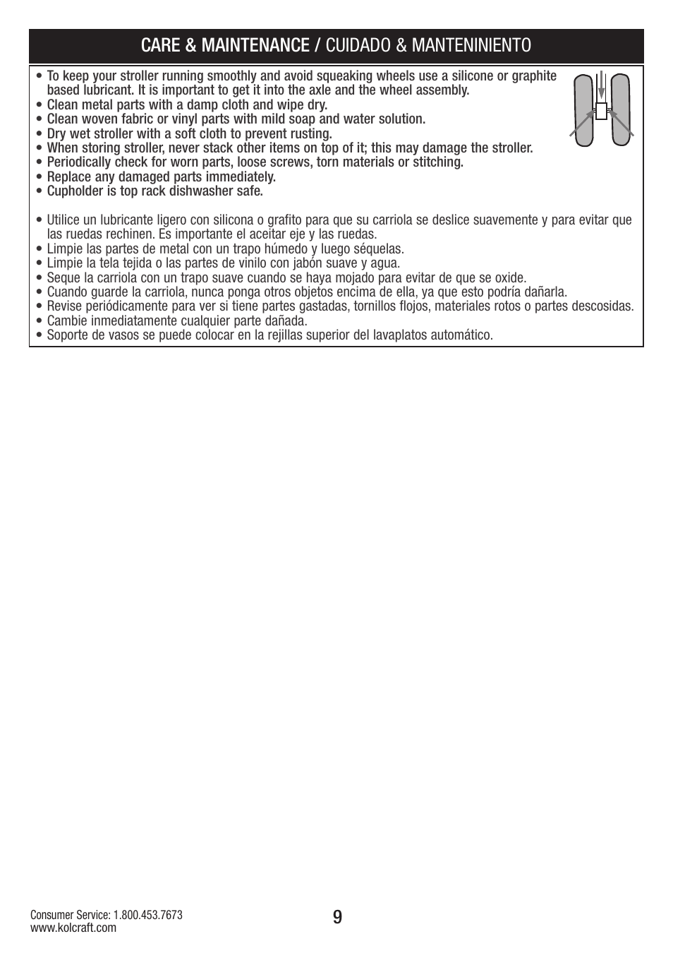 Care & maintenance / cuidado & manteniniento | Kolcraft S59-R3 User Manual | Page 9 / 12