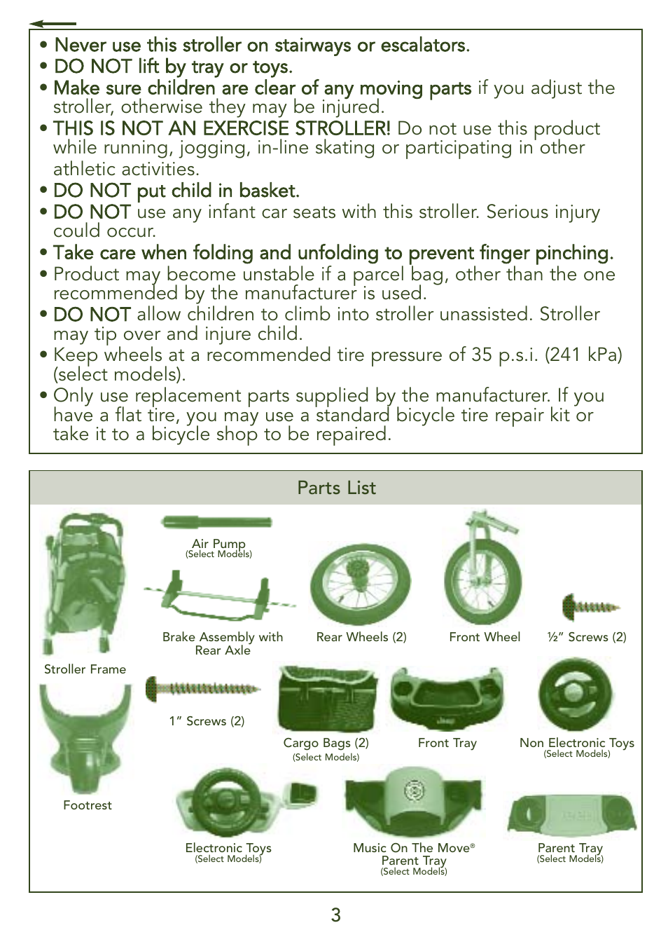 Kolcraft JEEP S45J-T 5/07 User Manual | Page 3 / 45