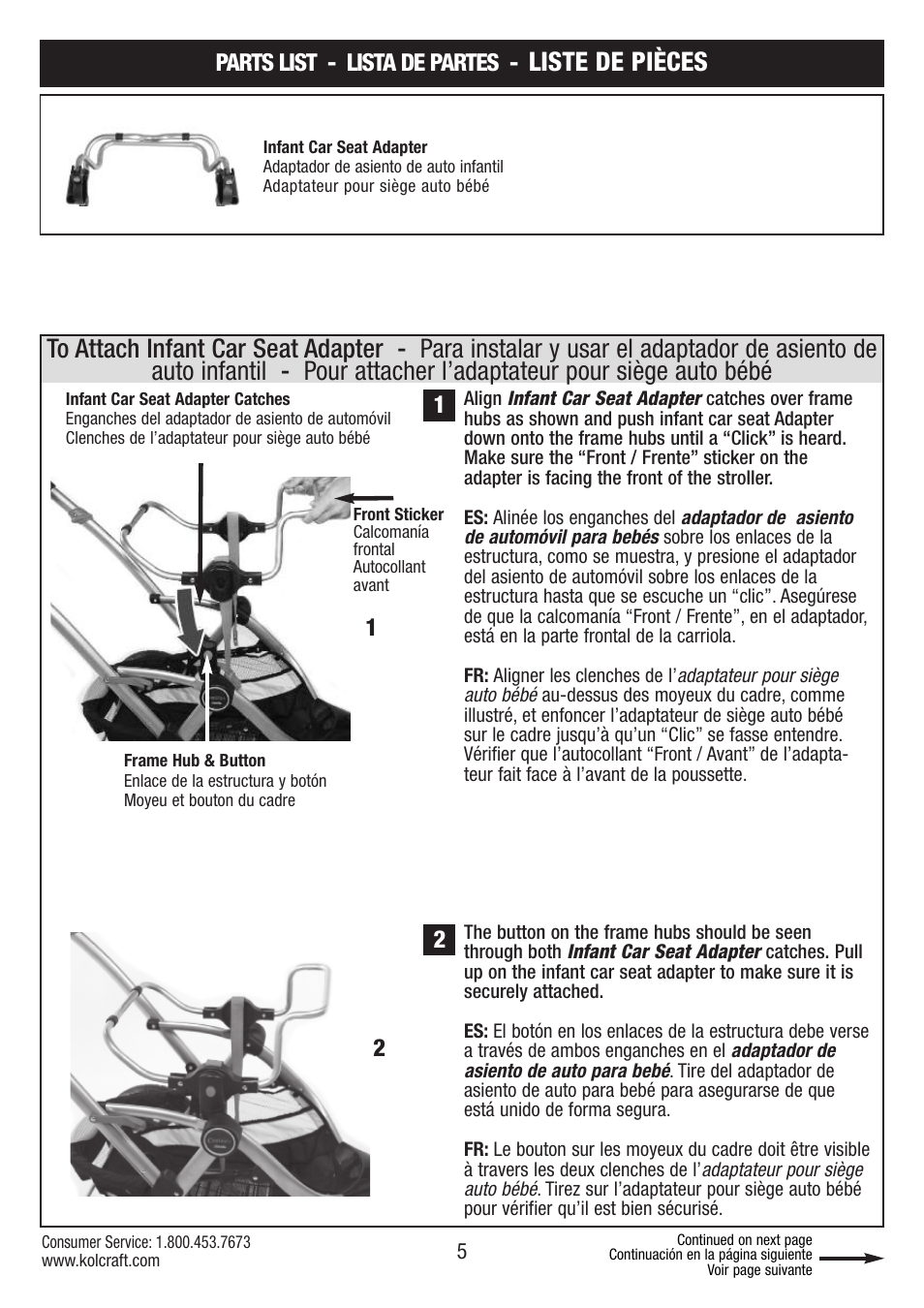 Liste de pièces | Kolcraft S75-T-R2 User Manual | Page 5 / 16