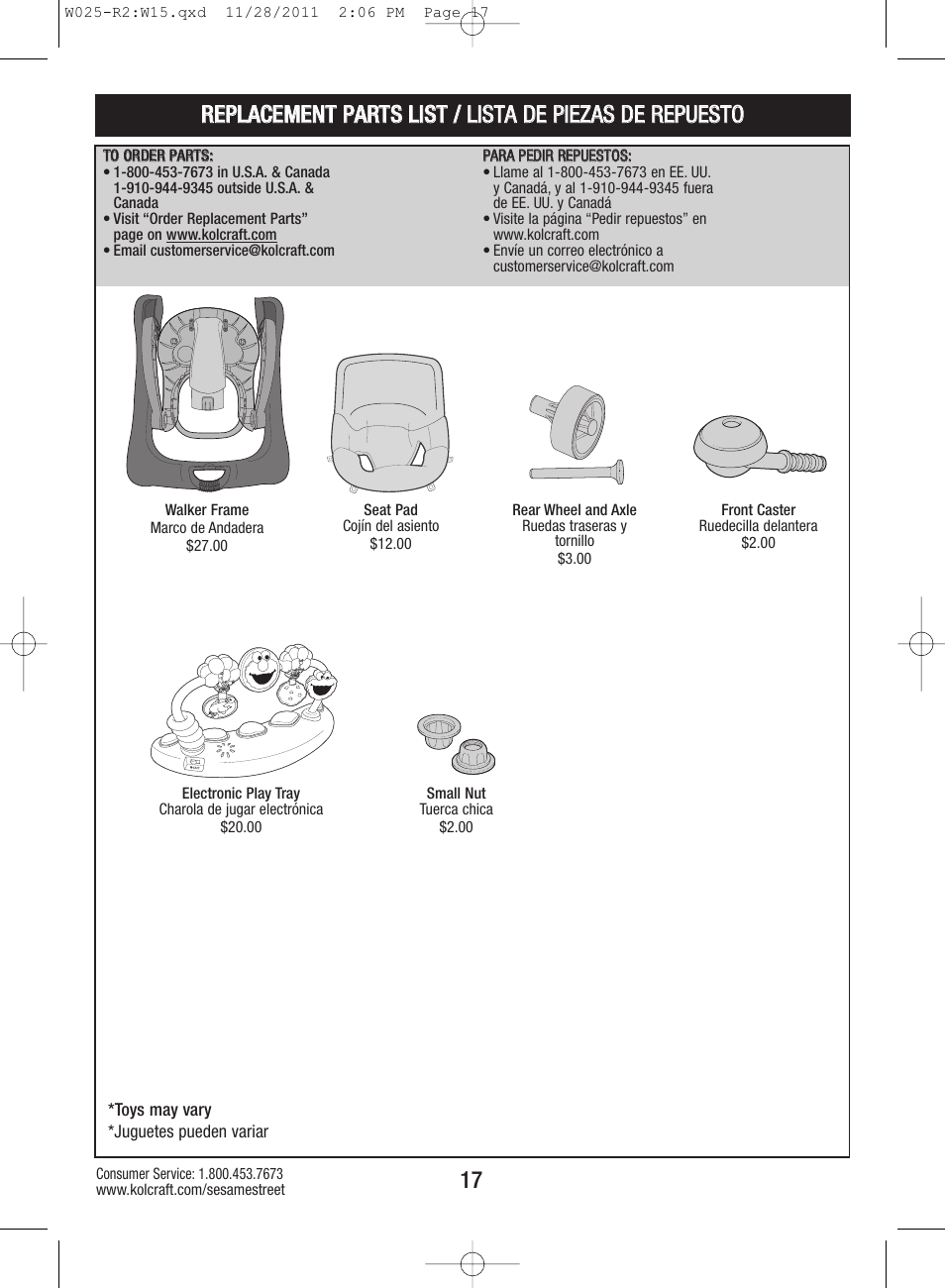 Kolcraft ELMO TINY STEPS W025-R2 User Manual | Page 17 / 18