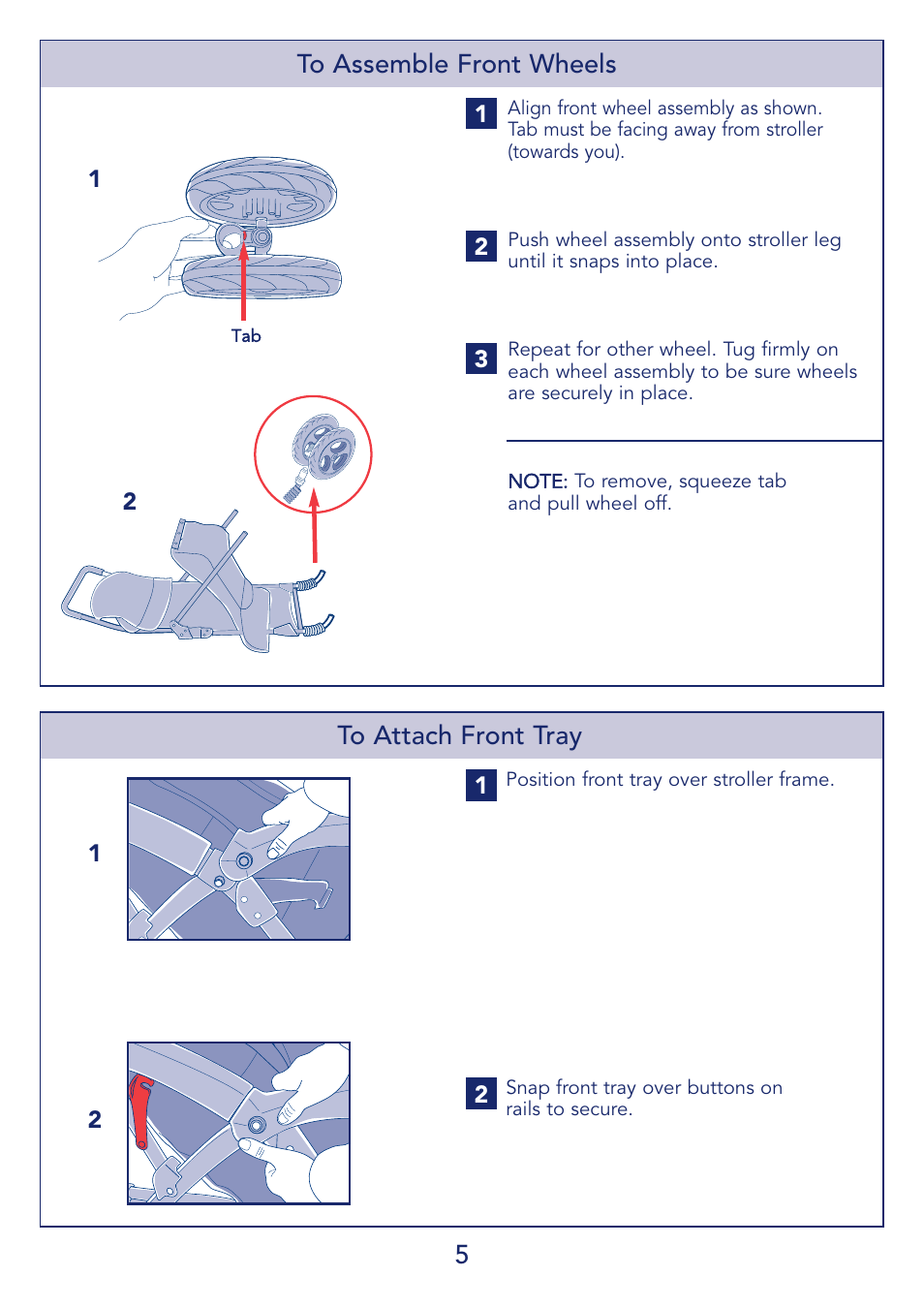 5to attach front tray | Kolcraft S51-T 11/08 User Manual | Page 5 / 28