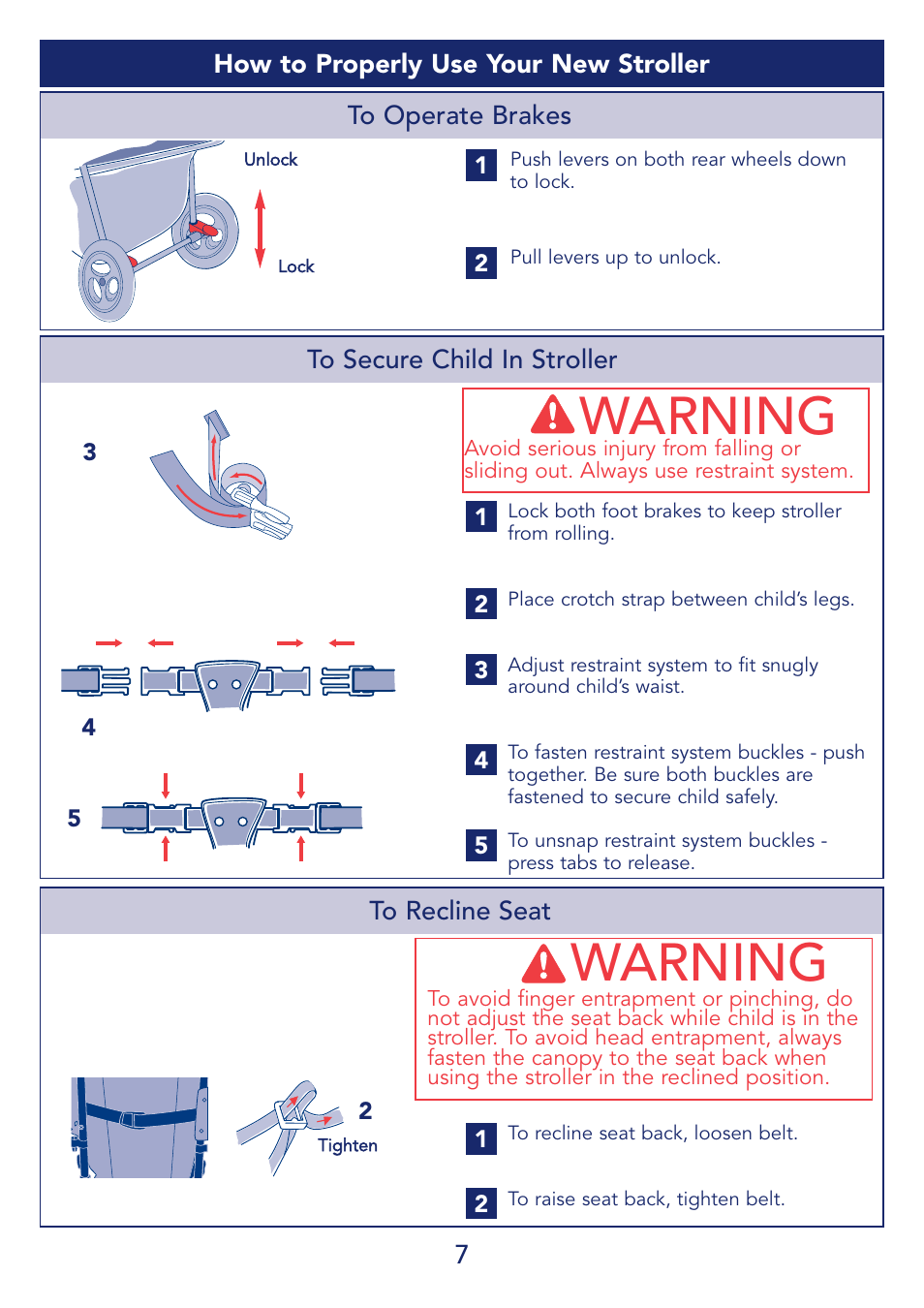 Warning | Kolcraft S51-T 11/08 User Manual | Page 7 / 28