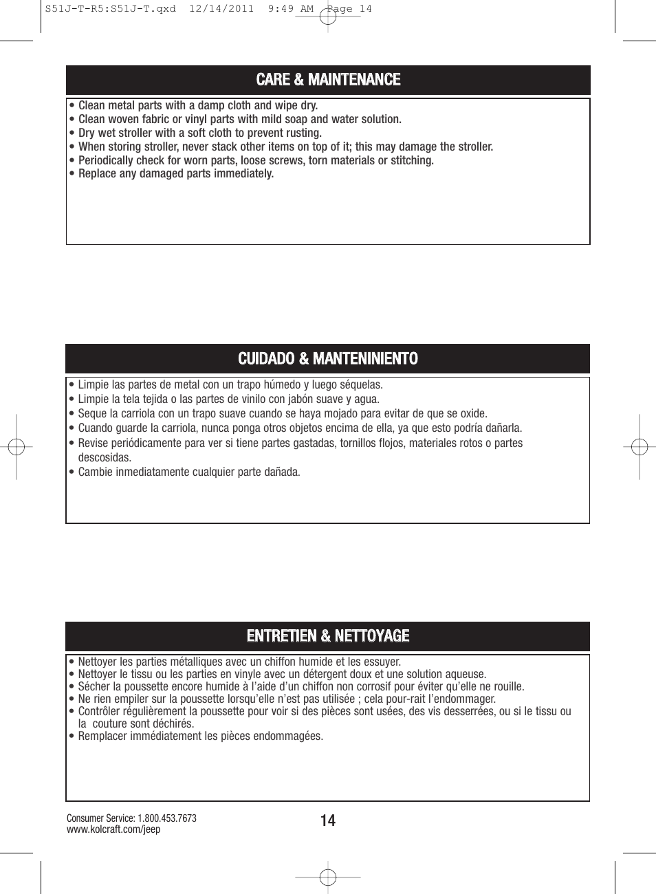 Kolcraft S51J-T-R5 User Manual | Page 14 / 20