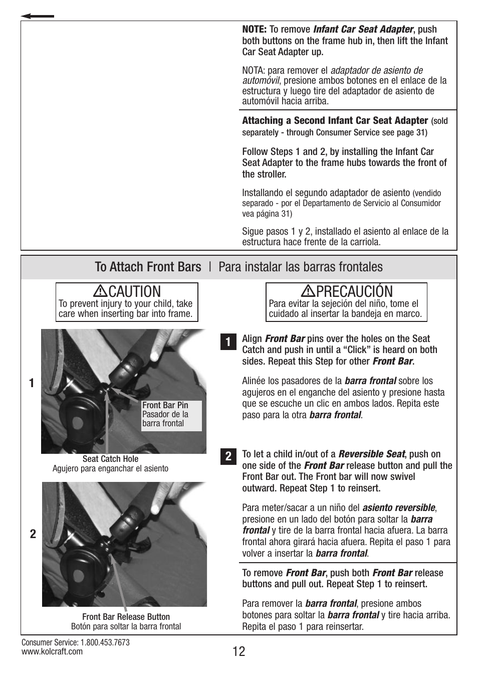 Ƽcaution, Ƽprecaución | Kolcraft OPTIMA S82-R2 User Manual | Page 12 / 32