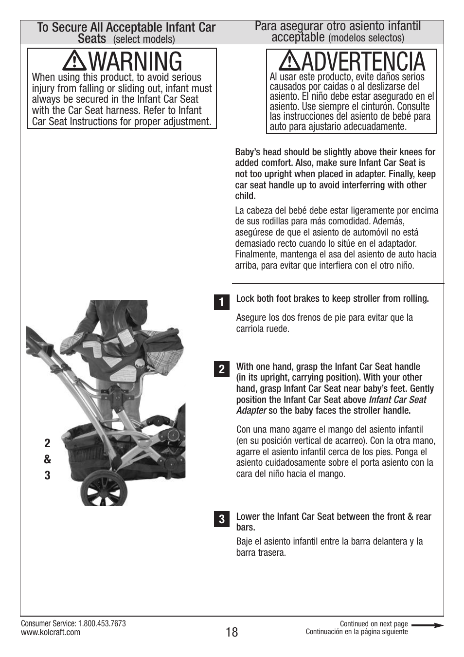 Ƽwarning, Ƽadvertencia | Kolcraft OPTIMA S82-R2 User Manual | Page 18 / 32