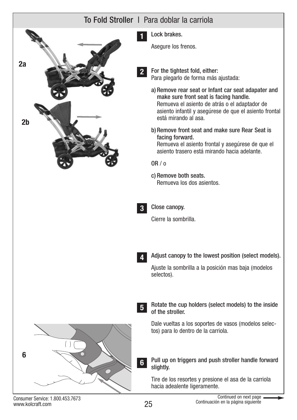 25 to fold stroller | para doblar la carriola | Kolcraft OPTIMA S82-R2 User Manual | Page 25 / 32